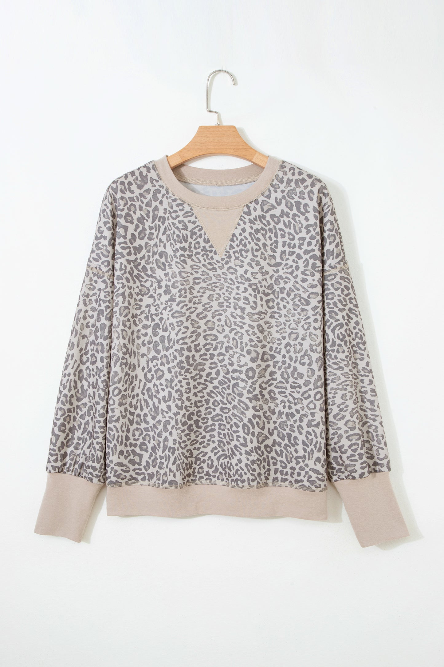 Leopard Patchwork Crew Neck Sweatshirt