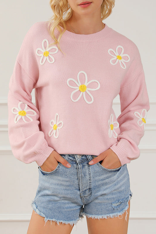 Floral Embroidered Crewneck Sweater