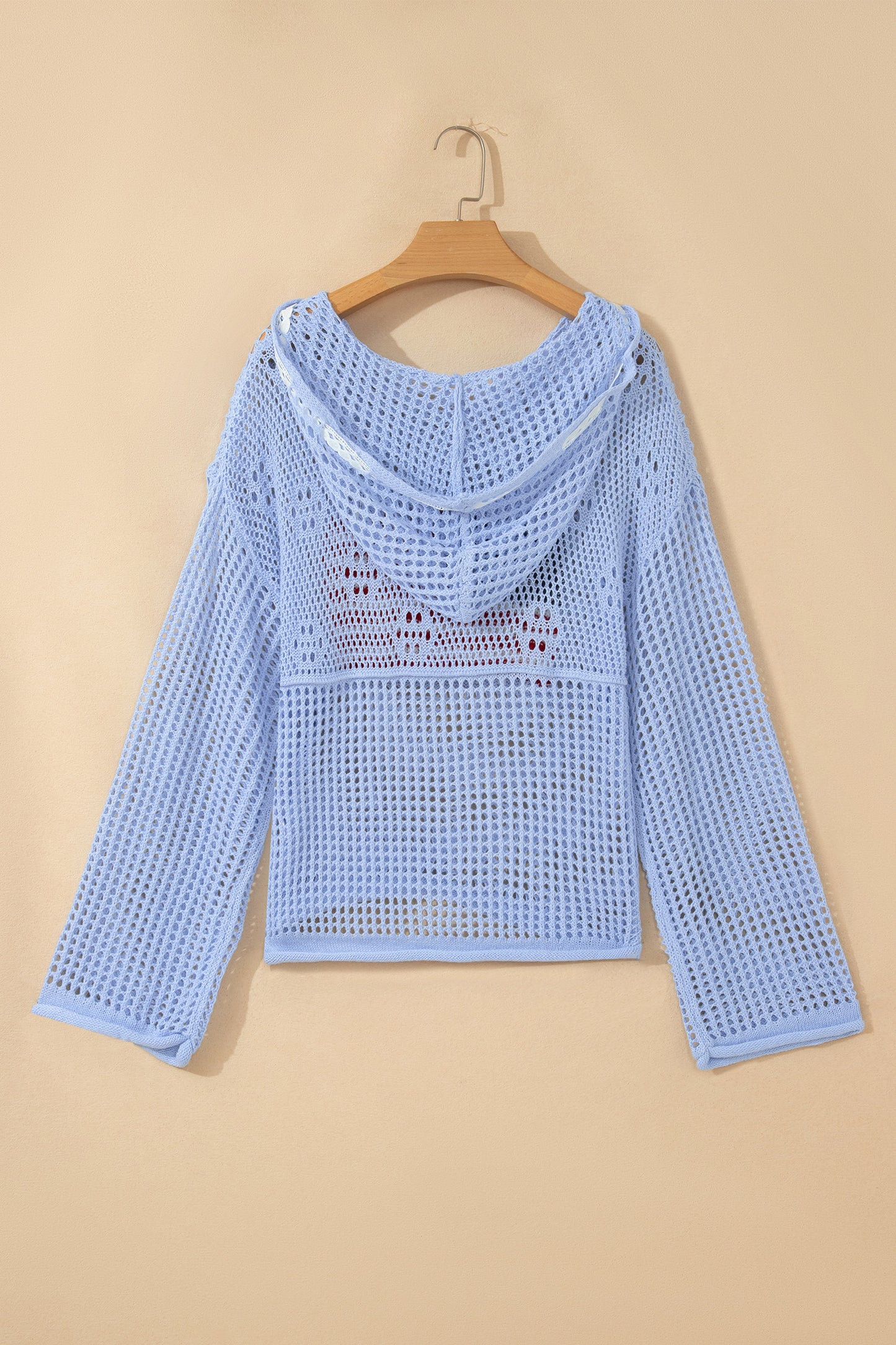 American Flag Patched Crochet Knit Hoodie