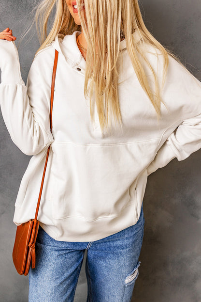 Buttoned Henley Kangaroo Pocket Hoodie