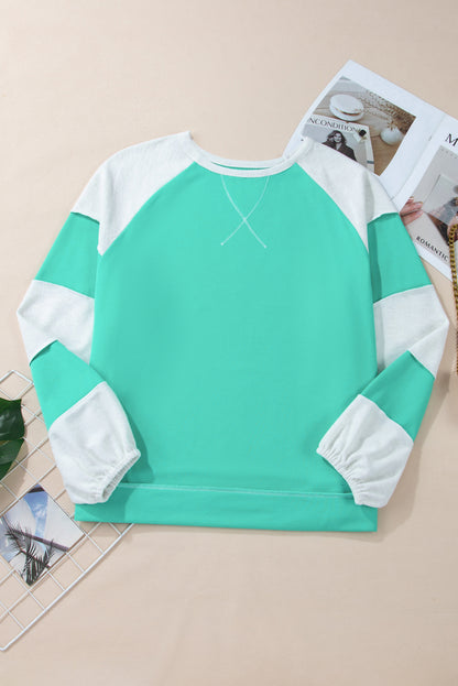 Colorblock Cross Seam Sweatshirt Plus Size