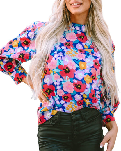 Floral Mock Neck Blouse