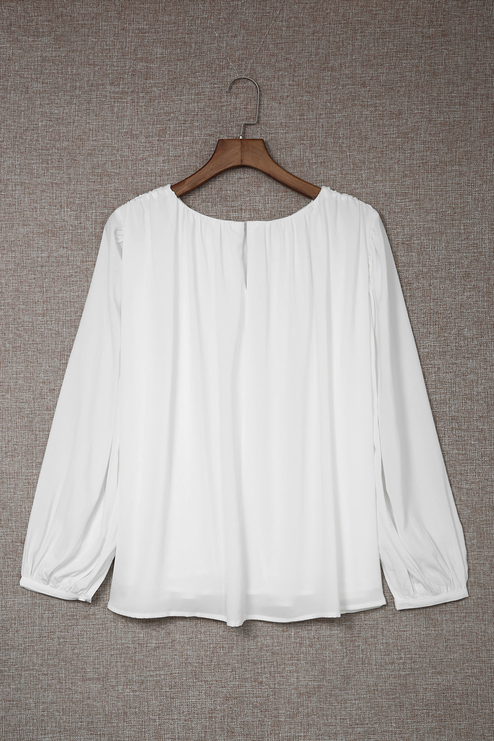 Ruched Crewneck Puff Sleeve Blouse