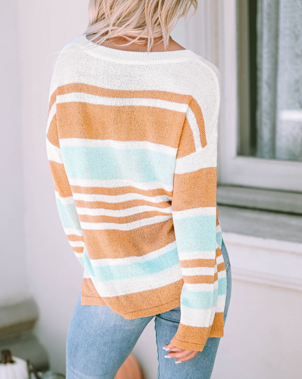 Colorblock Stripe Long Sleeve Sweater