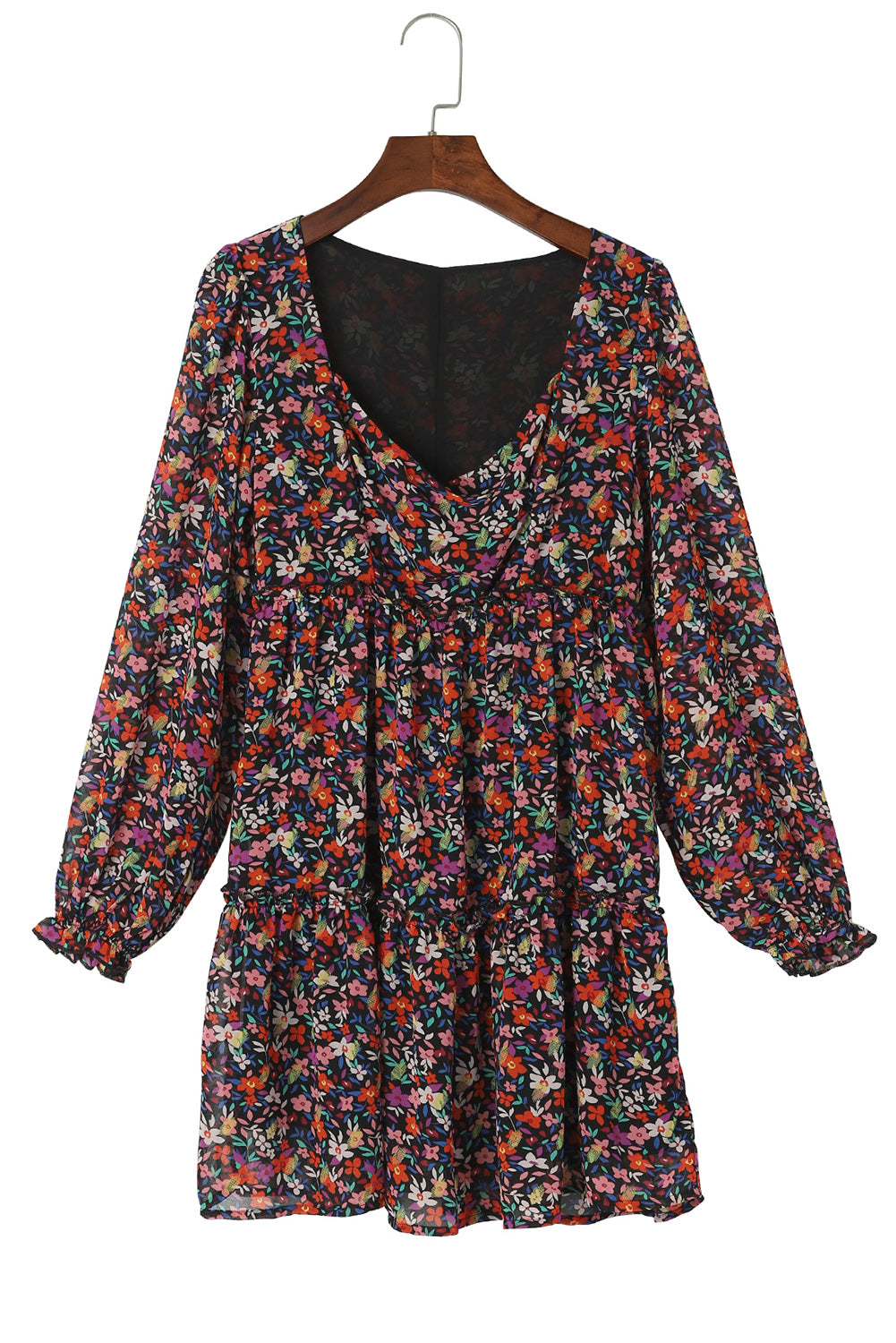 Floral V-Neck Long Sleeve Dress