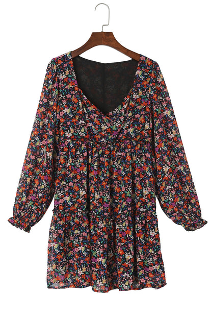 Floral V-Neck Long Sleeve Dress