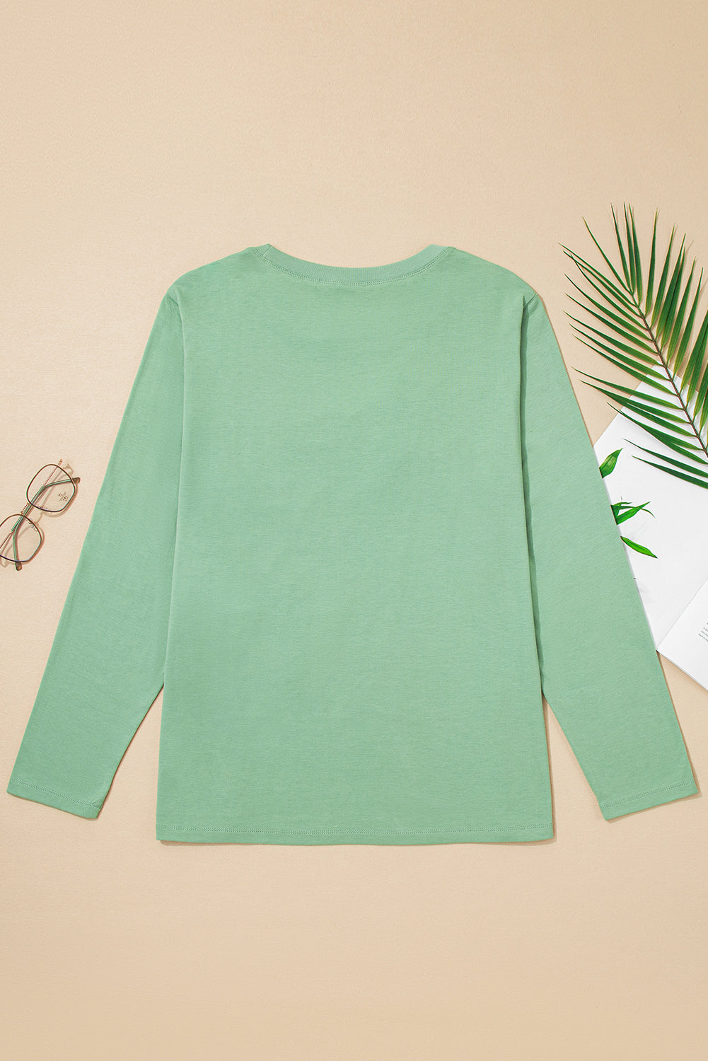 Plus Size Floral Applique Mineral Wash Long Sleeve Top