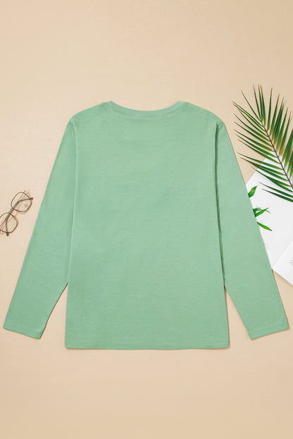 Plus Size Floral Applique Mineral Wash Long Sleeve Top