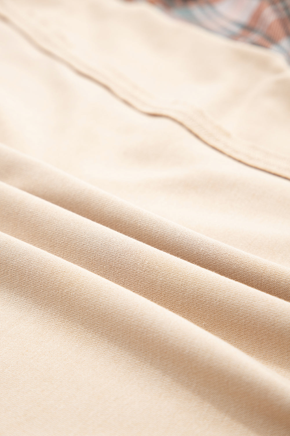 Plaid Patchwork Long Sleeve Raw Seam Sweatshirt