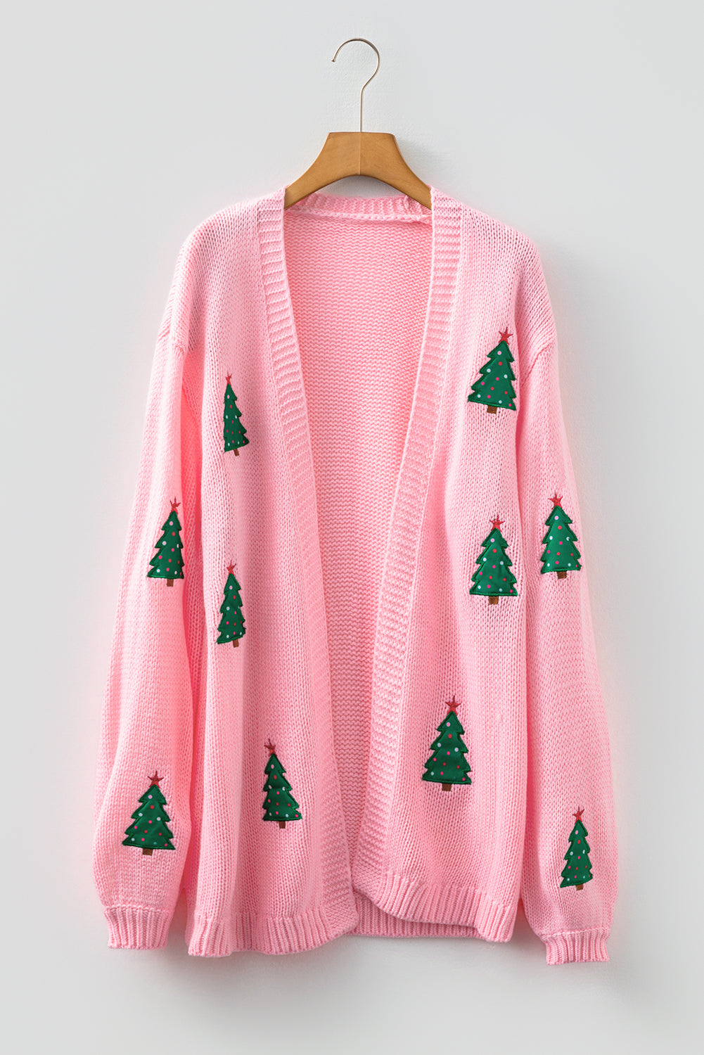 Christmas Tree Pumpkin Open Front Drop Shoulder Cardigan