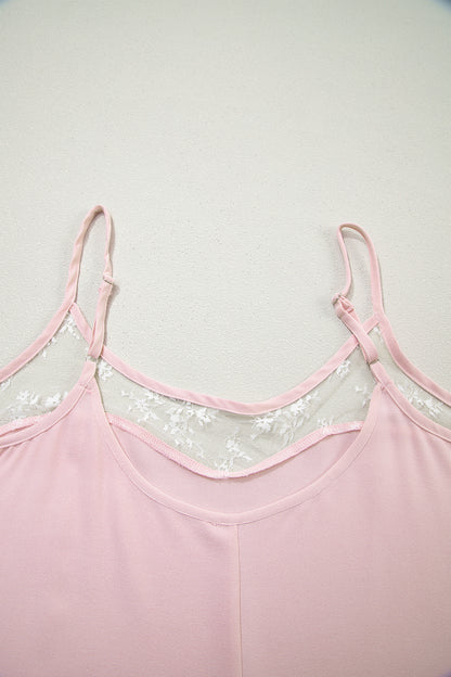 Sheer Lace Patchwork Camisole Nightgown Dress