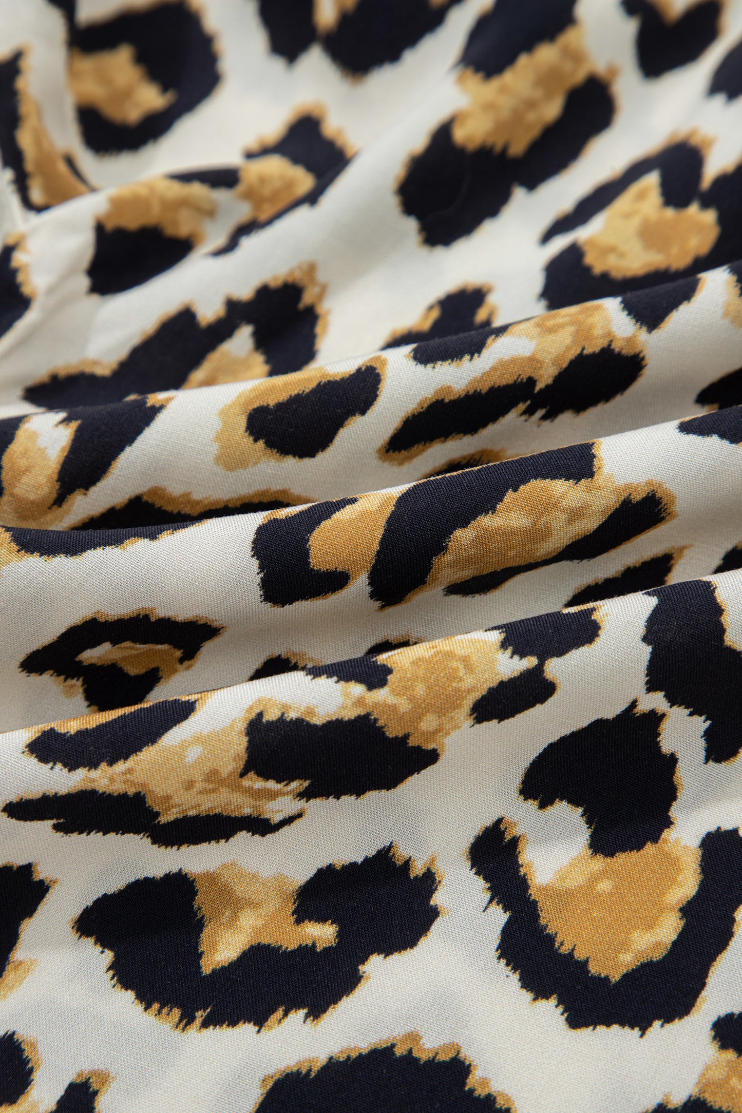 Leopard Patchwork 3/4 Sleeve Buttoned Shirt