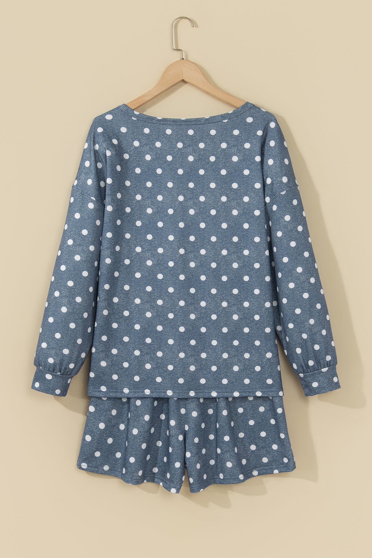 Polka Dot Long Sleeve Top & Drawstring Shorts Set