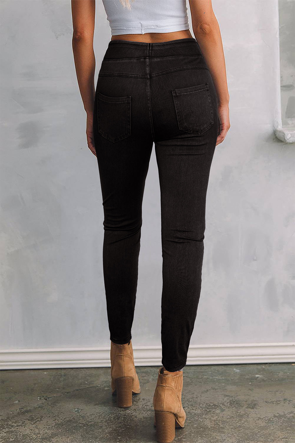 Solid Color High Waist Stretchy Jeggings