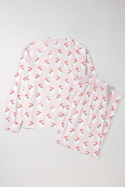 Christmas Santa Claus Stripe Top and Pants Lounge Set