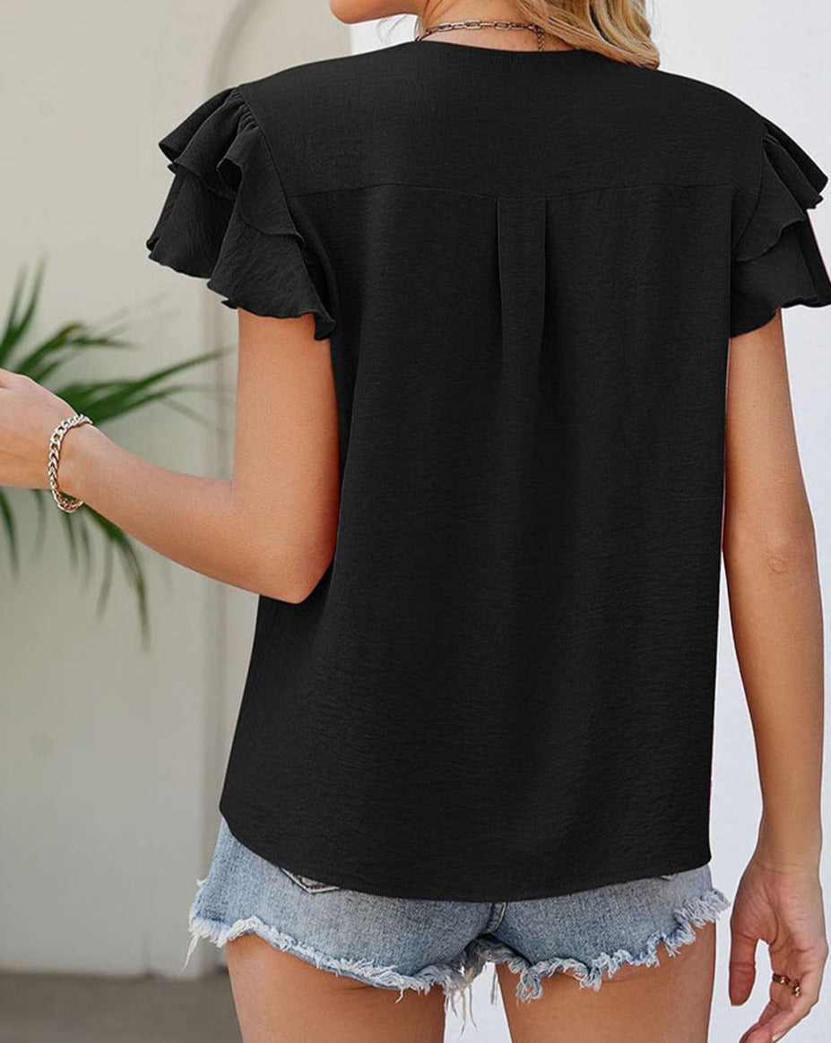 Ruffle Short Sleeve Blouse Plus Size