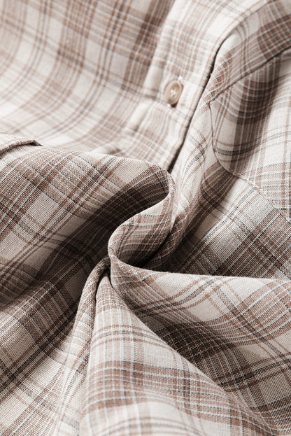 Checker Button-Up Chest Pocket Hooded Shacket