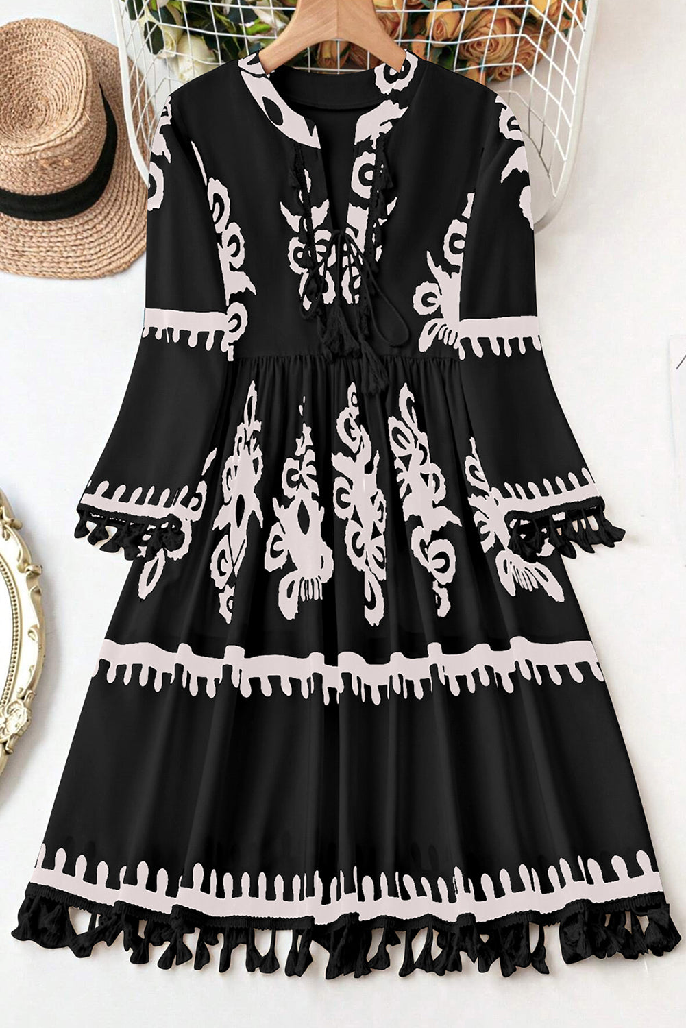 Plus Size Western Geometric V-Neck Dress