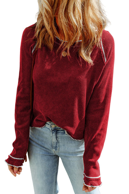 Waffle Raglan Long Sleeve Top