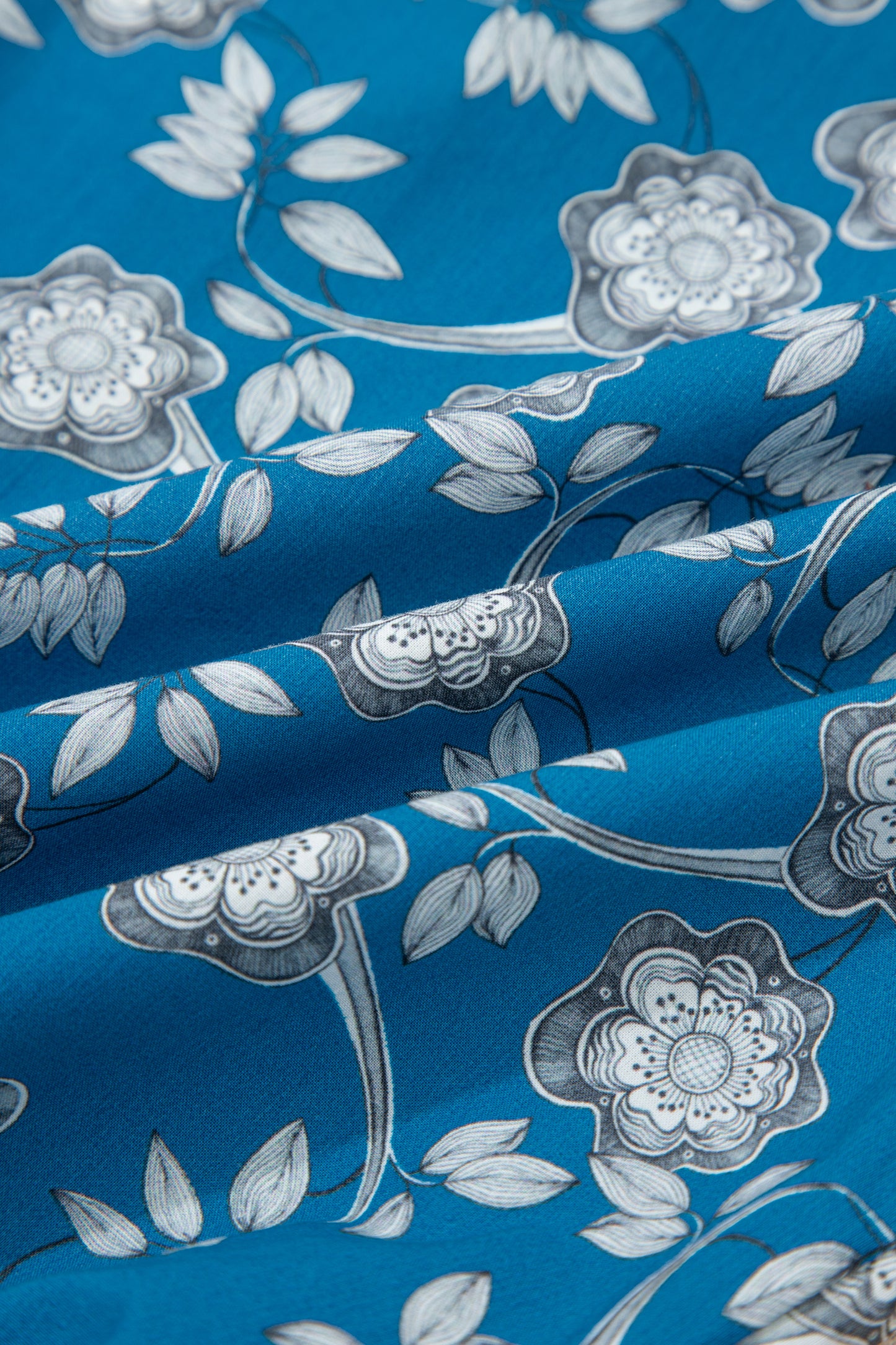 Floral Ruffle Stripe Trim Short Sleeve Buttoned Dress