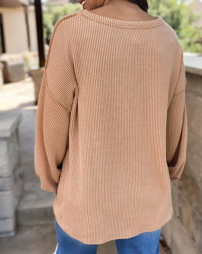 Colorblock Ribbed Exposed Seam Sweatshirt