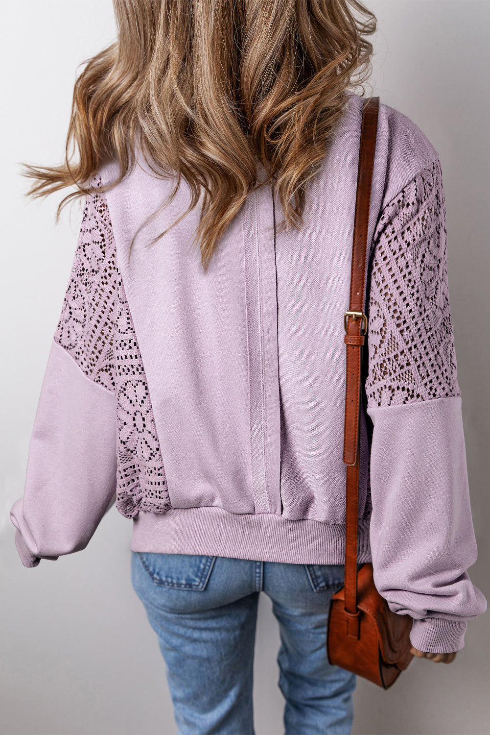 Crochet Reserve Seam Ribbed Trim Sweatshirt