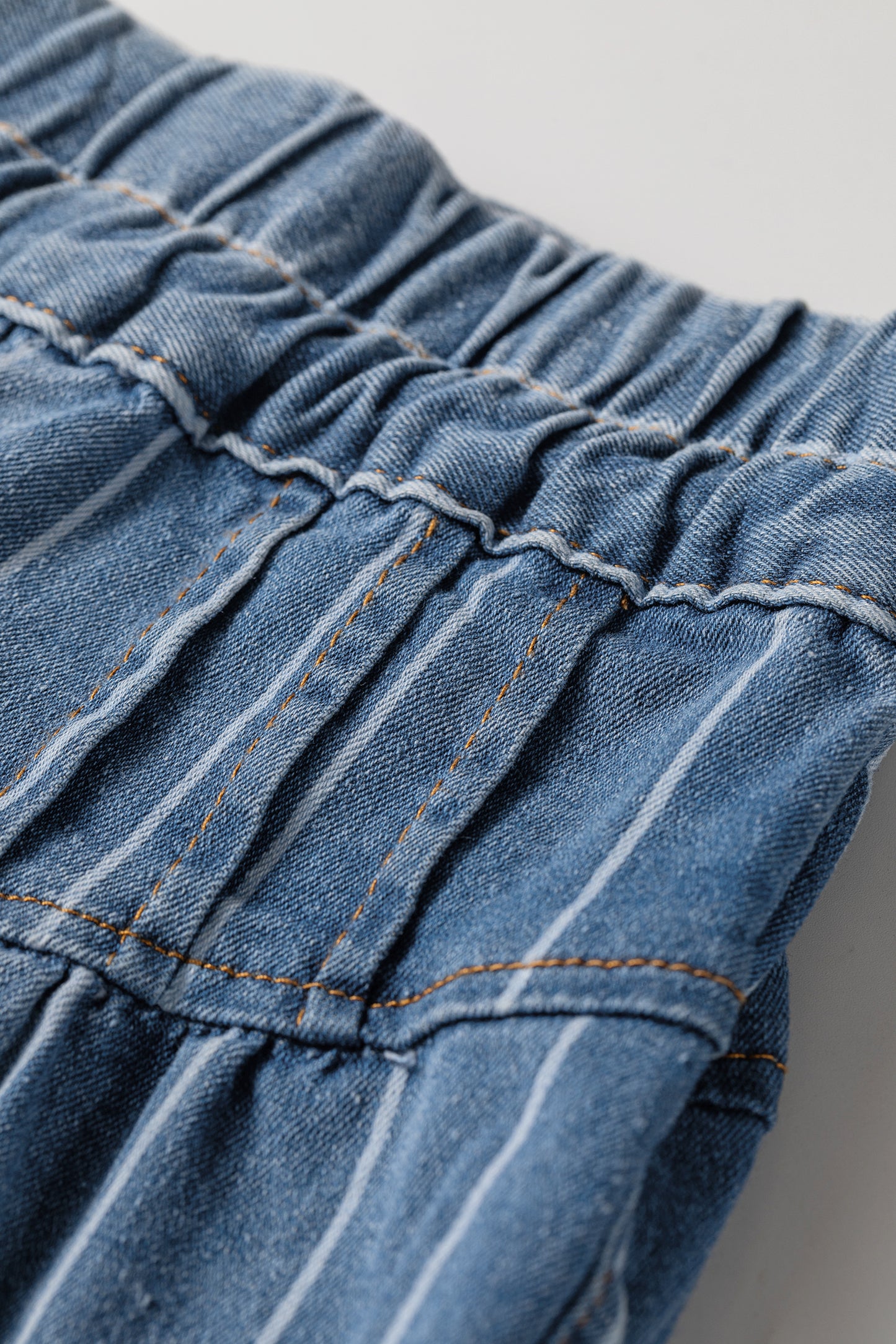 Plus Size Stripe Denim Buttoned Wide Leg Pants