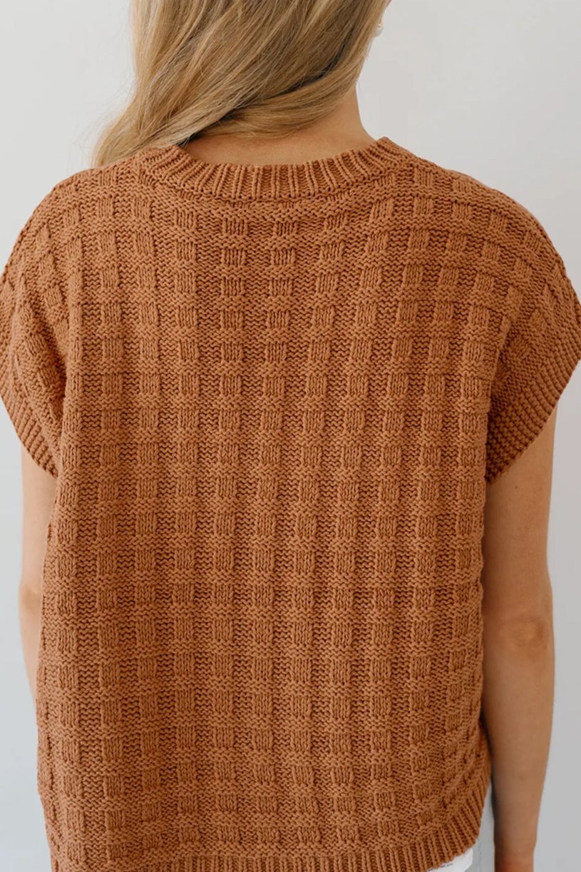 Textured Short Sleeve Sweater Top