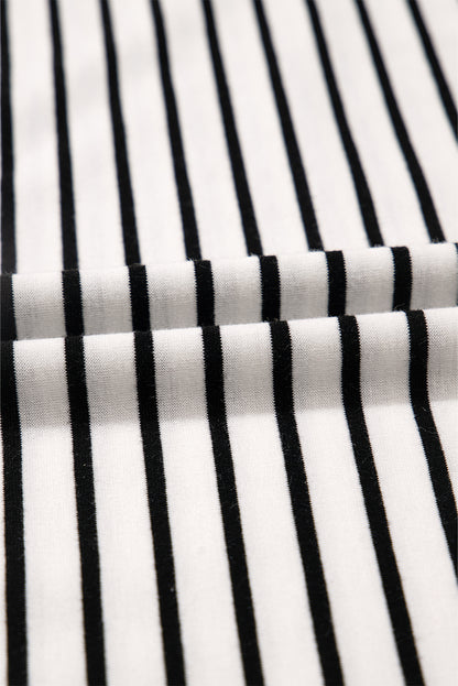 Stripe Collared V-Neck Tee & Shorts Set