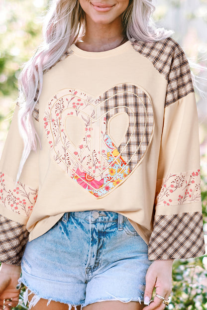 Floral Peace Heart Long Sleeve Top