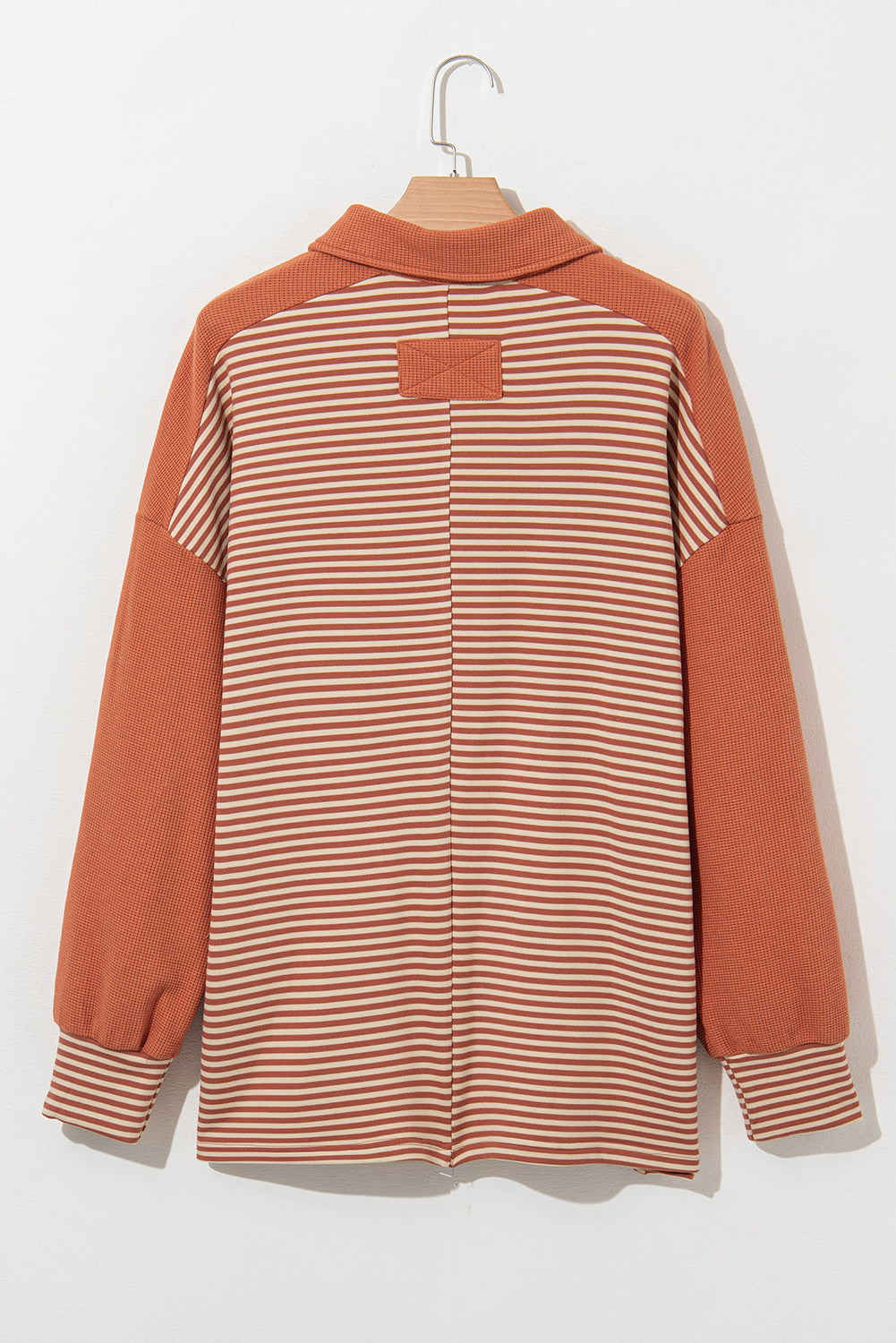 Stripe Texture Buttoned Sweatshirt Plus Size