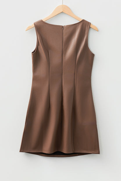 Vegan Leather Sleeveless Mini Dress