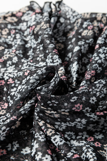 Ditsy Floral Mesh Thumbhole Sleeve Top