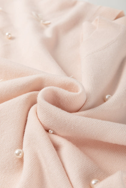 Bow Tie Pearl Embellished Dolman Short Sleeve Sweater