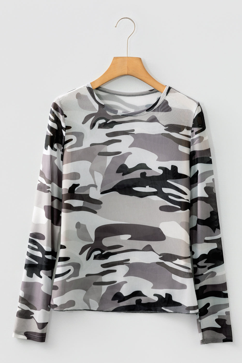 Western Camo Mesh Long Sleeve Top