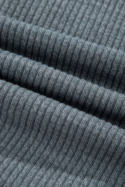 Ribbed Knit Flap Pocket Button-Up Shacket