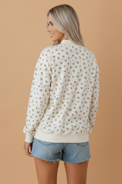 TEXAS Embroidered Floral Mock Neck Sweatshirt