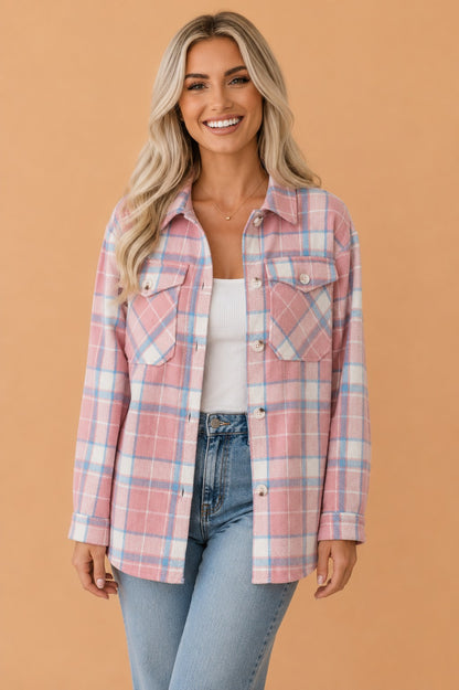 Plaid Flannel Flap Pocket Shacket