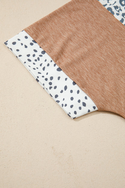 Plus Size Leopard Colorblock Patchwork Tee