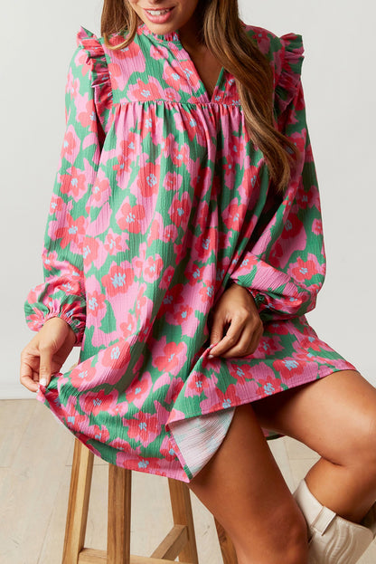 Floral Ruffled Babydoll Dress w/Pockets