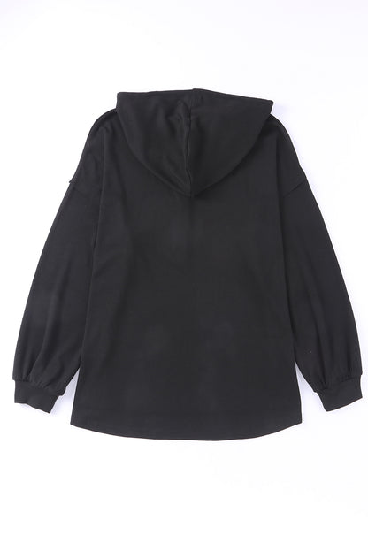 Half Buttoned High Low Hoodie