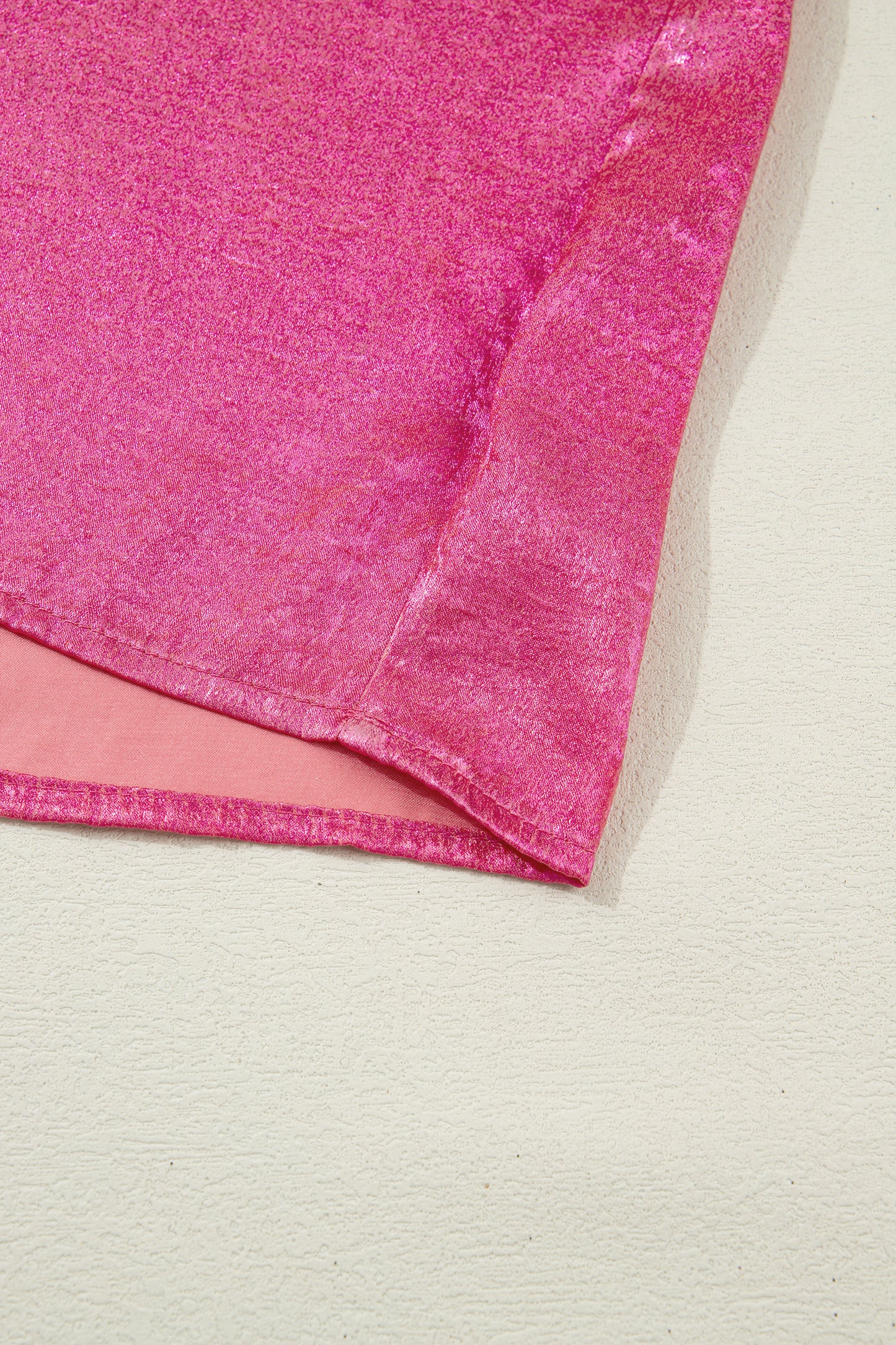 Metallic Collared V-Neck 3/4 Sleeve Top