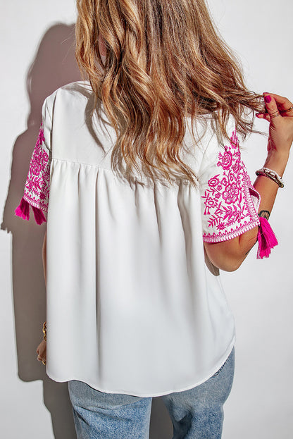 Floral Embroidered Short Sleeve Top