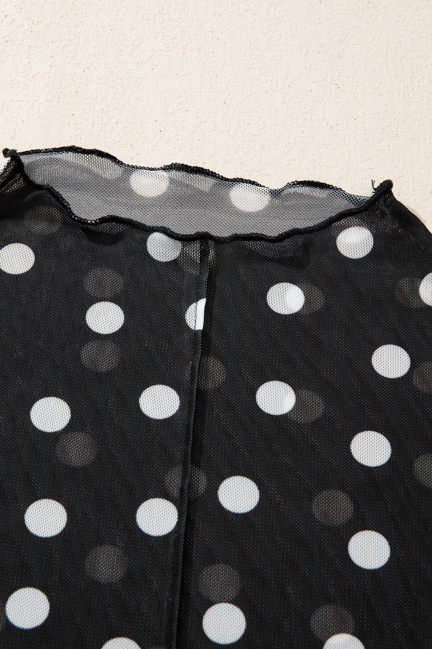 Polka Dot Sheer Mesh High Neck Tee