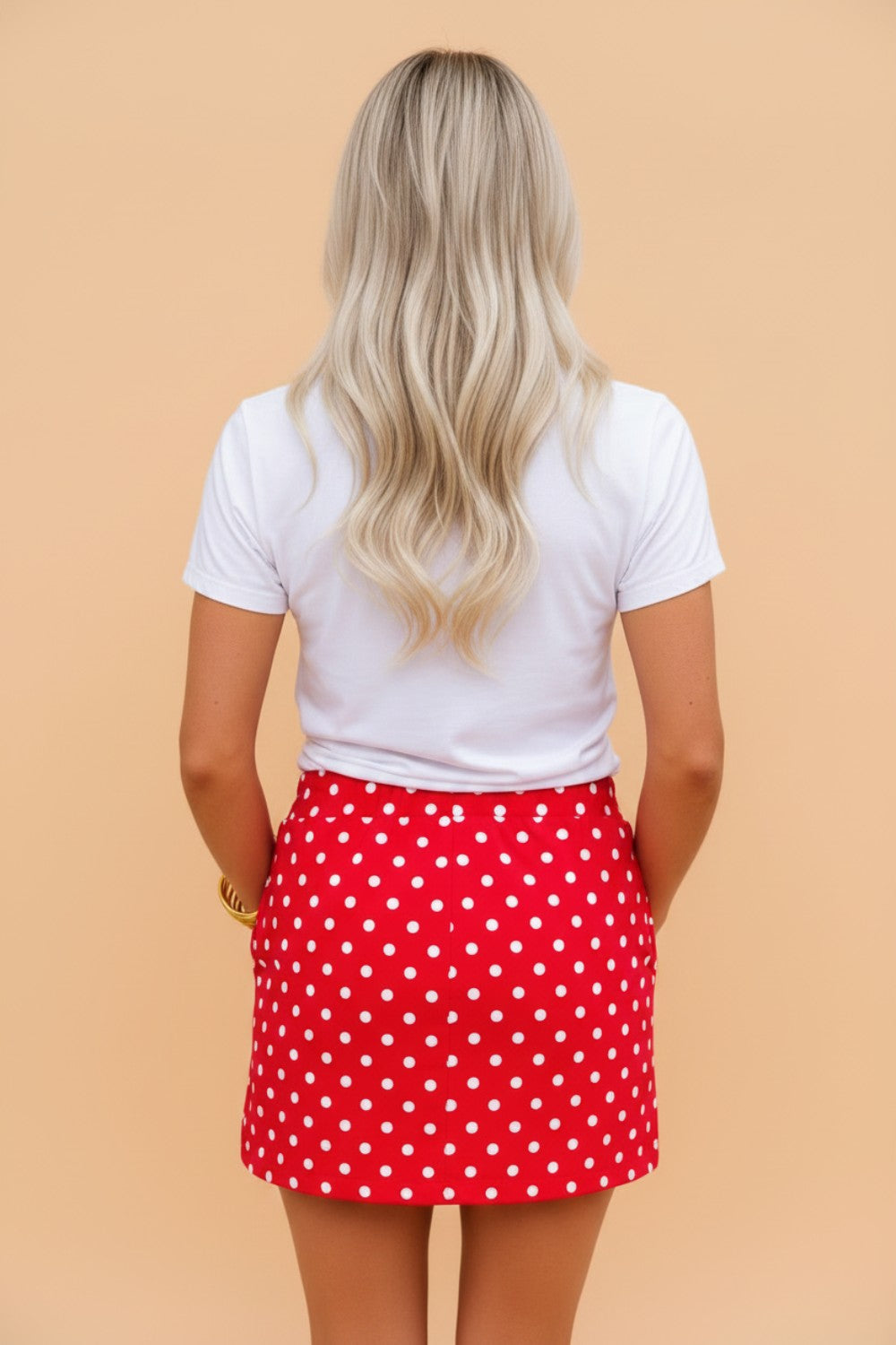 Polka Dot Drawstring Mini Skort