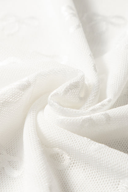 Bow Mesh Long Sleeve Top