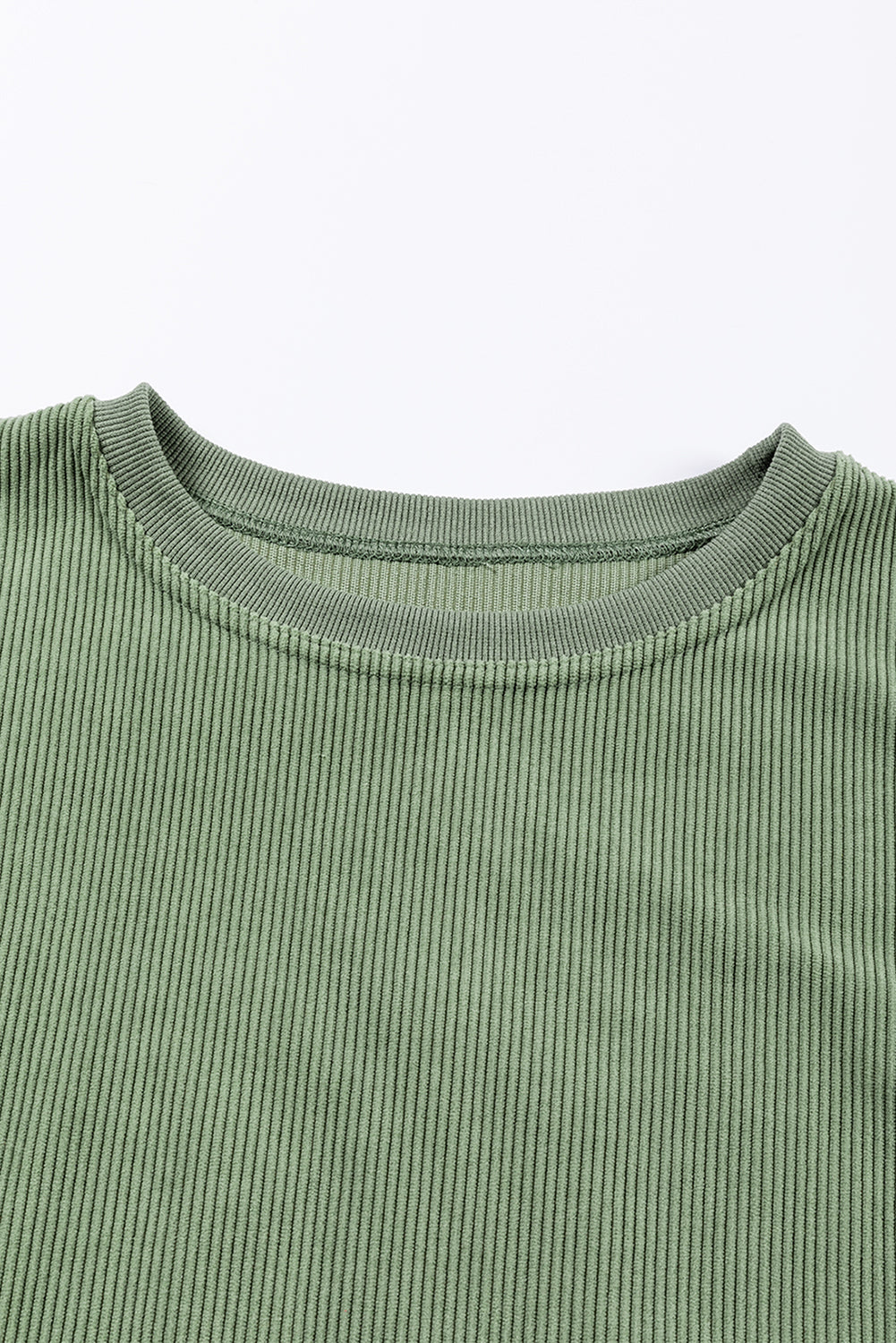Solid Ribbed Corduroy Long Sleeve Oversized Sweatshirt