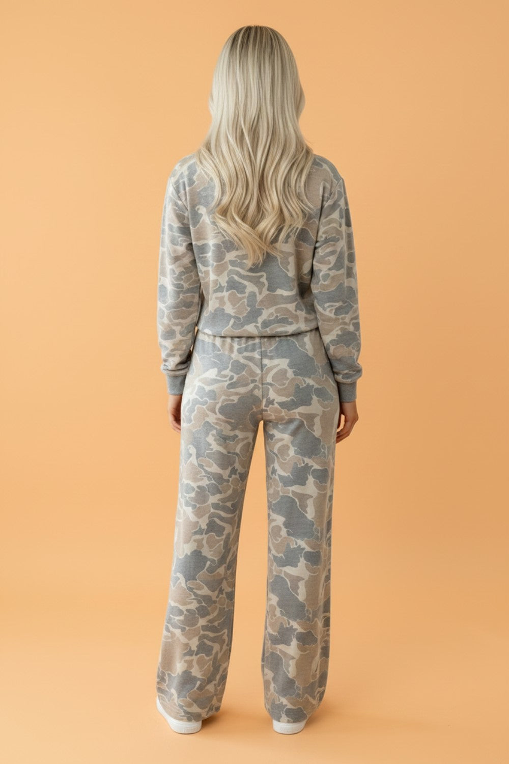 Camo Long Sleeve Top & Loose Pants Set