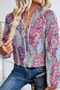 Paisley Notched V-Neck Blouse