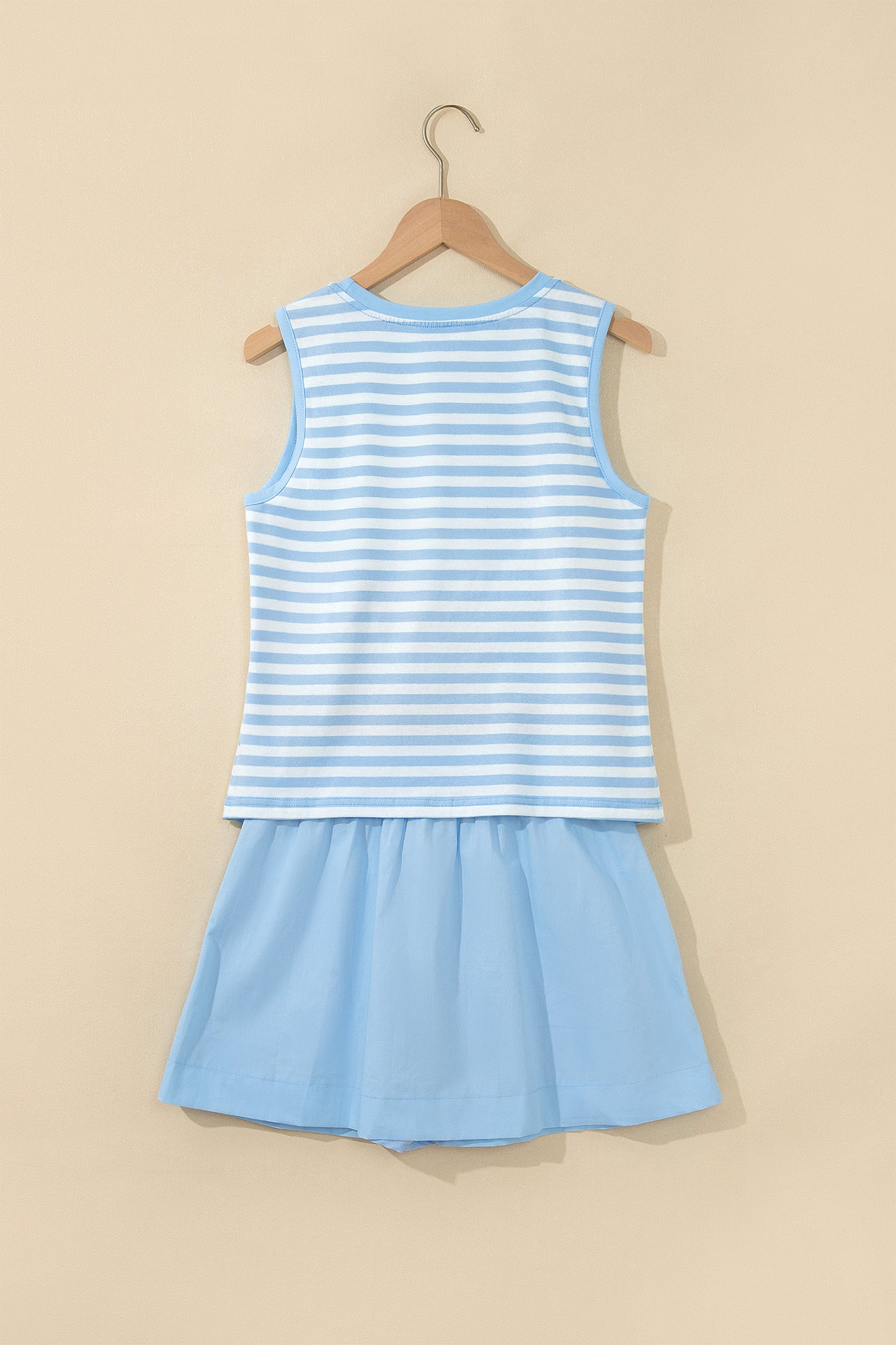 Stripe Tank Top & Contrast Ruffle Skort Set